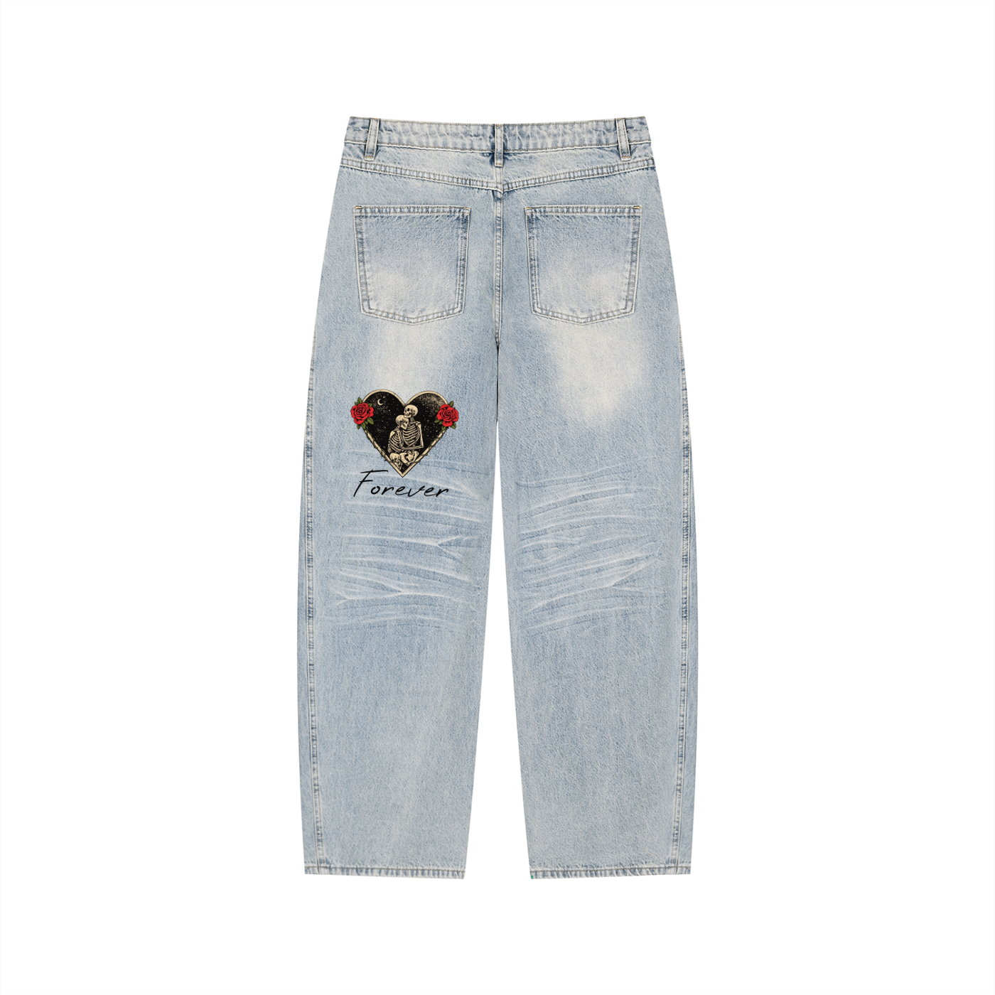 Vintage White washed Blue jeans "Forever"