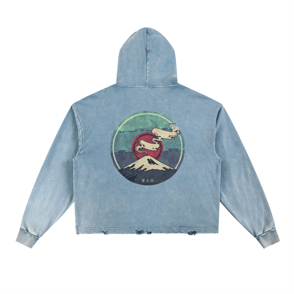 Vintage Frayed-Hem Fuji Hoodie